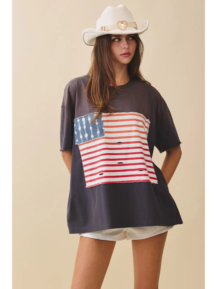Distressed Flag Patch Tee