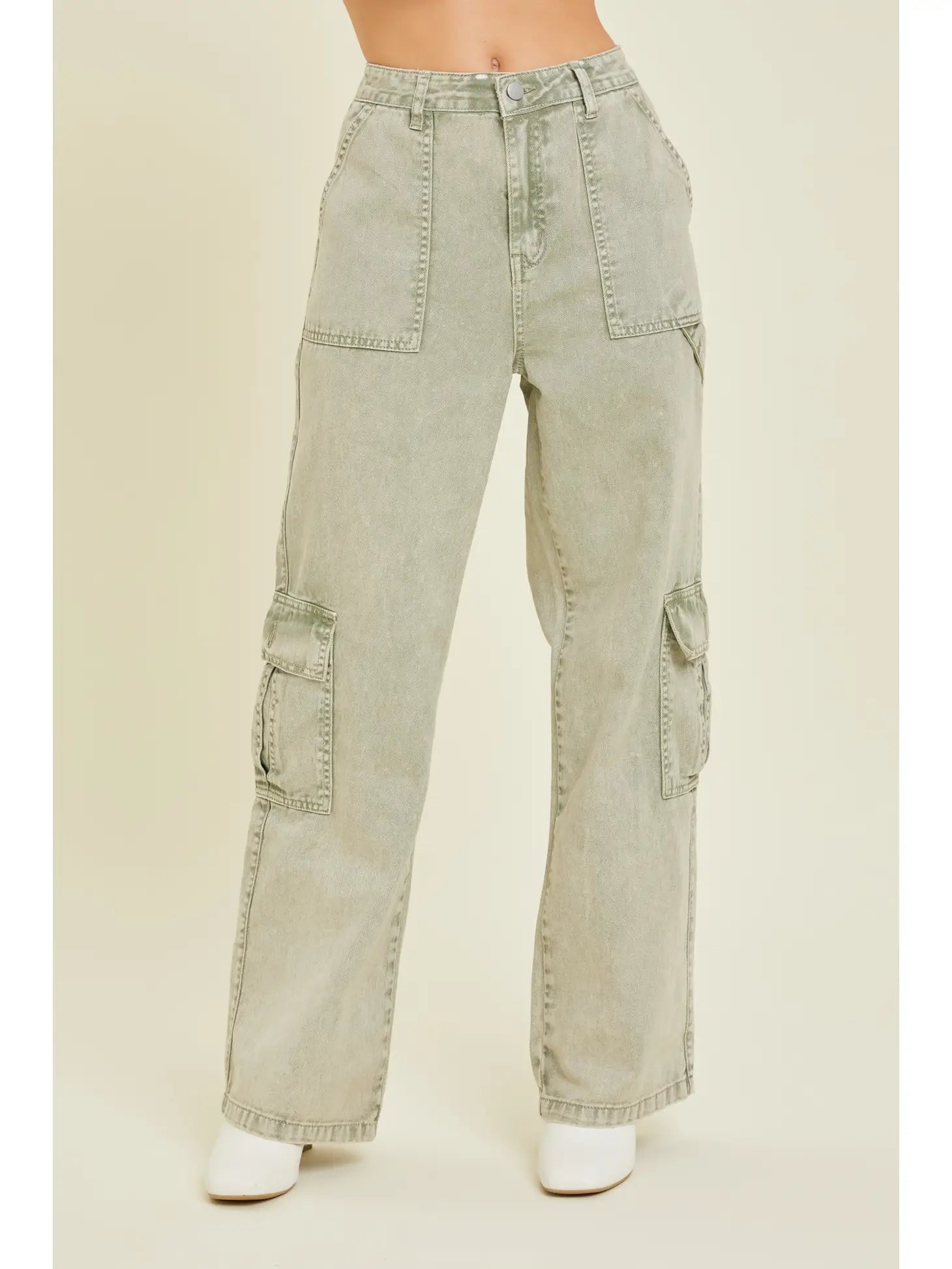 Light Olive Cargo Utility Pants