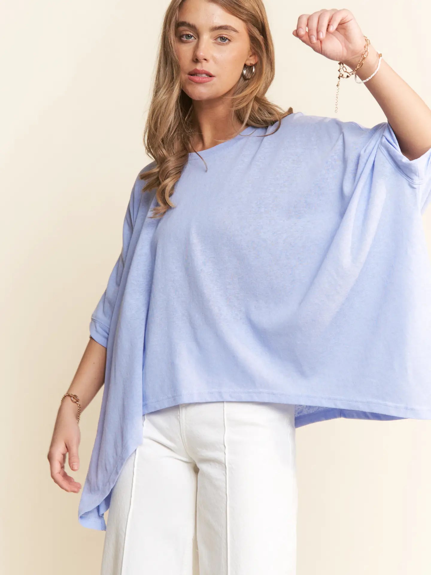 Loose Fit Dolman Pastel Blue Top