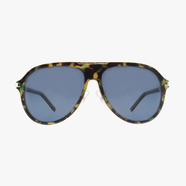 Aura Green Tortoise Polarized Fashion Aviator Sunglasses