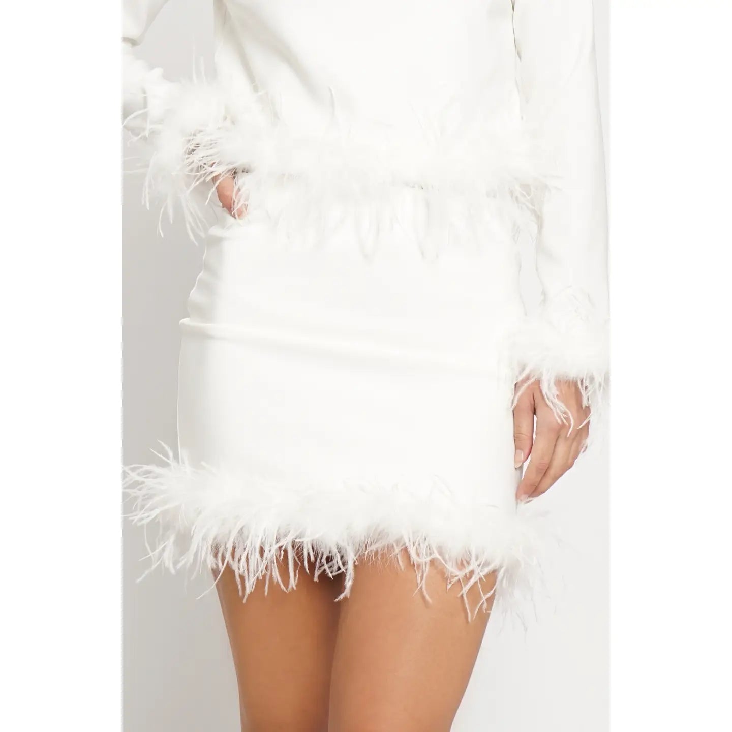 Feather Trim Mini Skirt