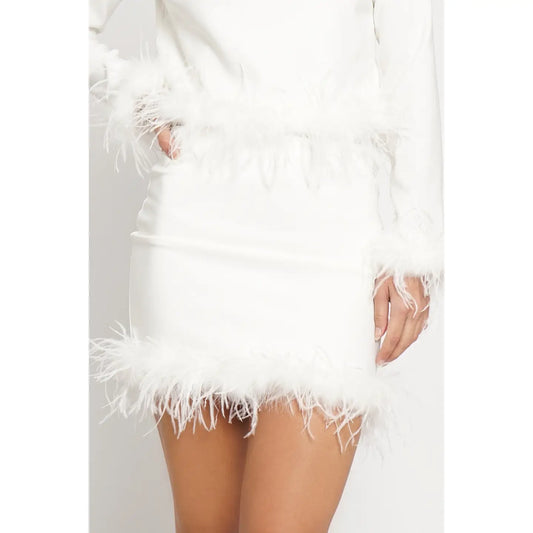 Feather Trim Mini Skirt