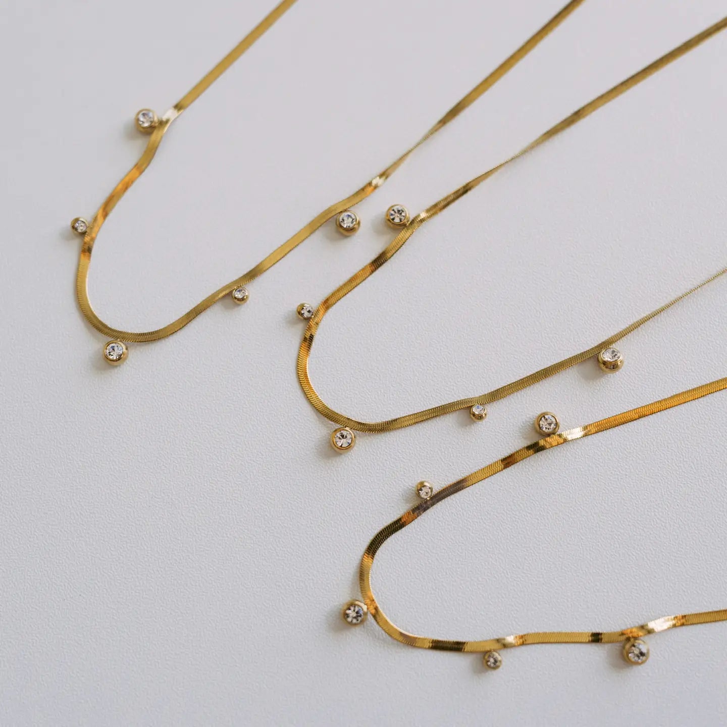 Cassi Thin Herringbone Crystal Necklace