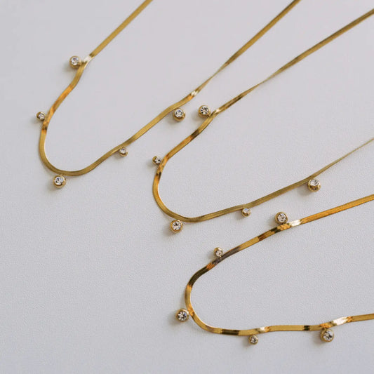 Cassi Thin Herringbone Crystal Necklace