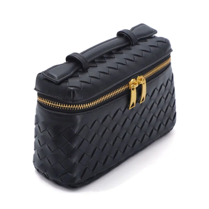 Black Woven Top Handle Bag