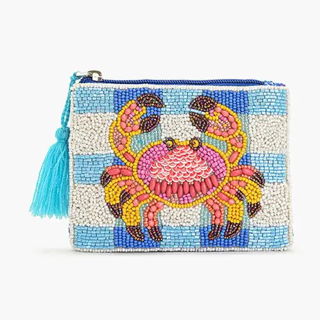 Crab It Beaded Coin Pouch