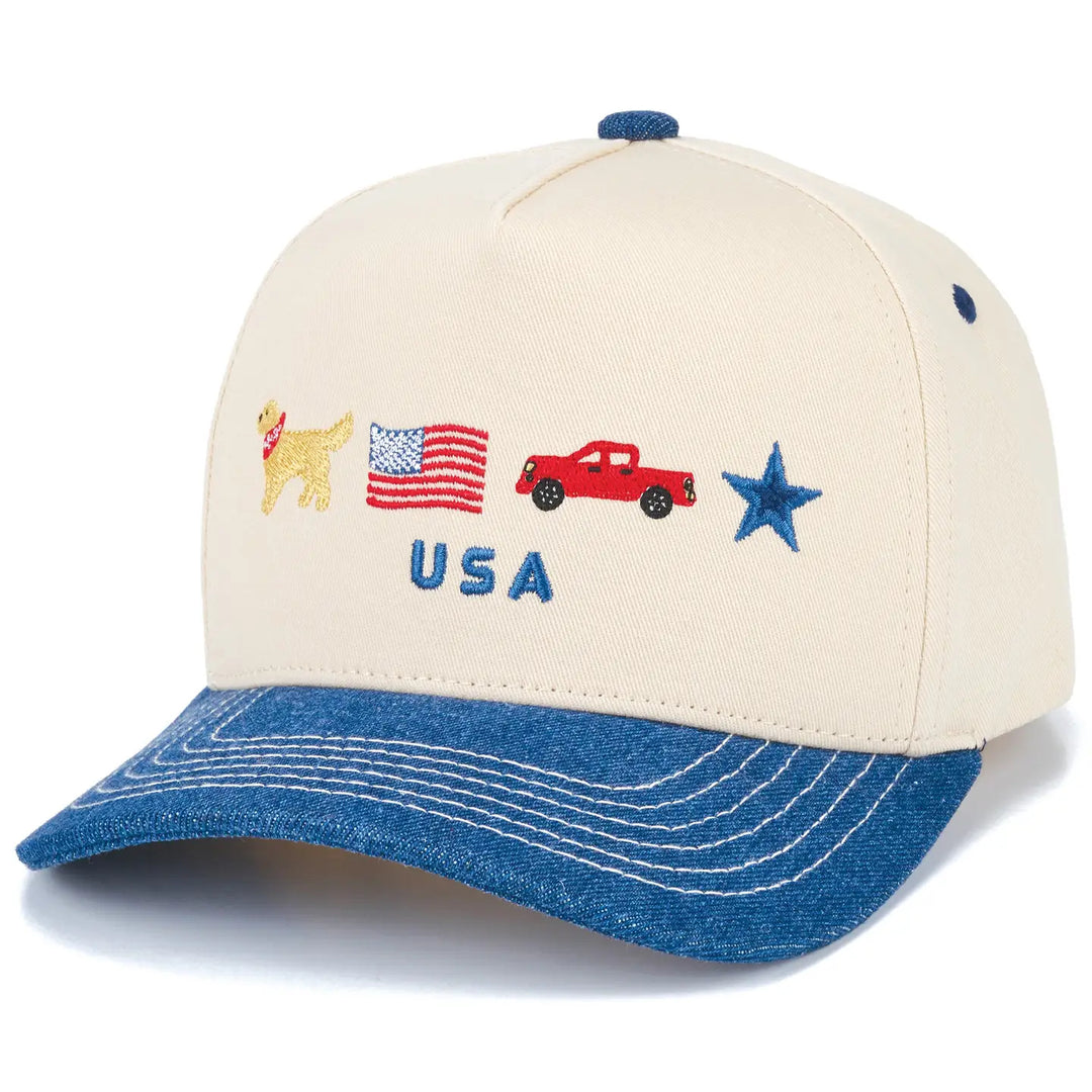 Letter with Icon Embroidered On Two Tone Trucker Hat