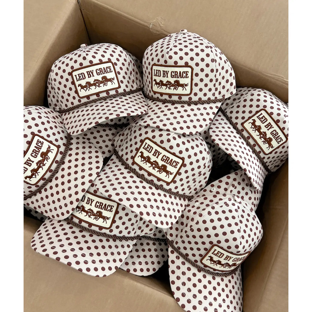 Led By Grace Cream & Brown Polka Dot Patch Hat