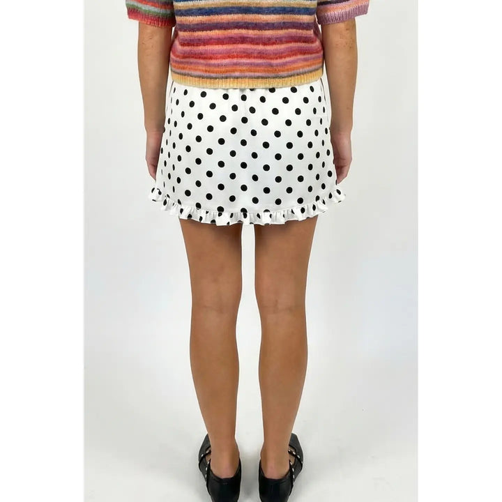 Polka Dot Mini Skirt with Ruffle Hem