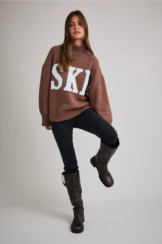 Ski High Neck Oversized Sweater Top