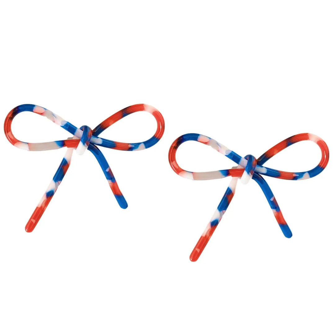 Red, White, and Blue Patriotic Statement Stud Bow Earrings