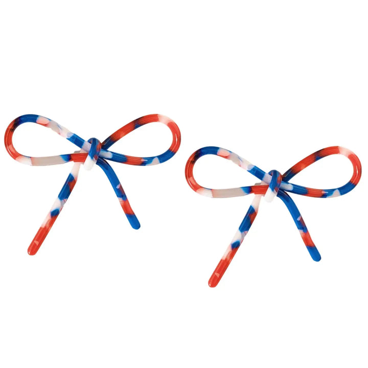 Red, White, and Blue Patriotic Statement Stud Bow Earrings