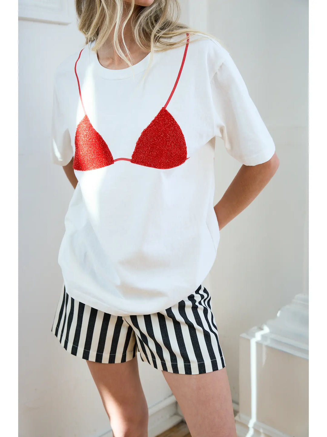 Red Beaded Bikini Graphic Tee