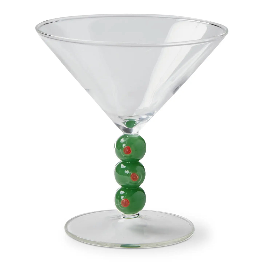 Olive Martini Glass Borosilicate Glass Green Multi