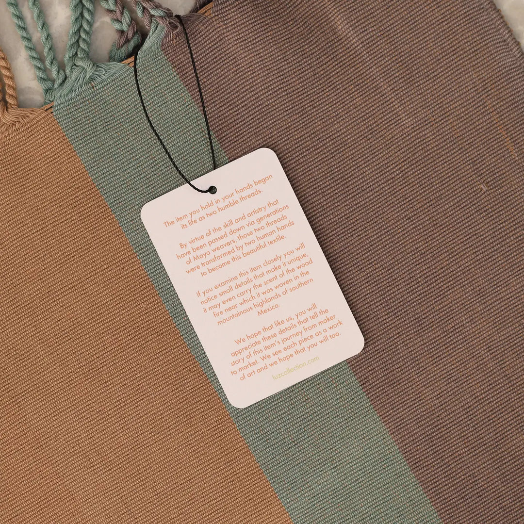 Las Rayas Tote Hand Woven in Chiapas - Natural with Rainbow
