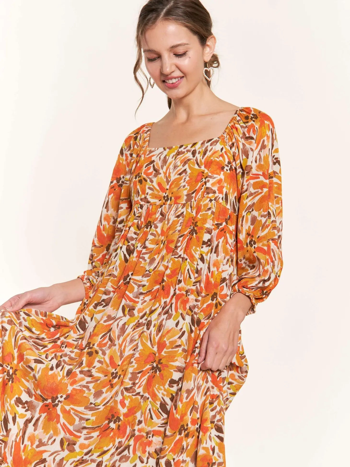 Fall Floral Midi Dress