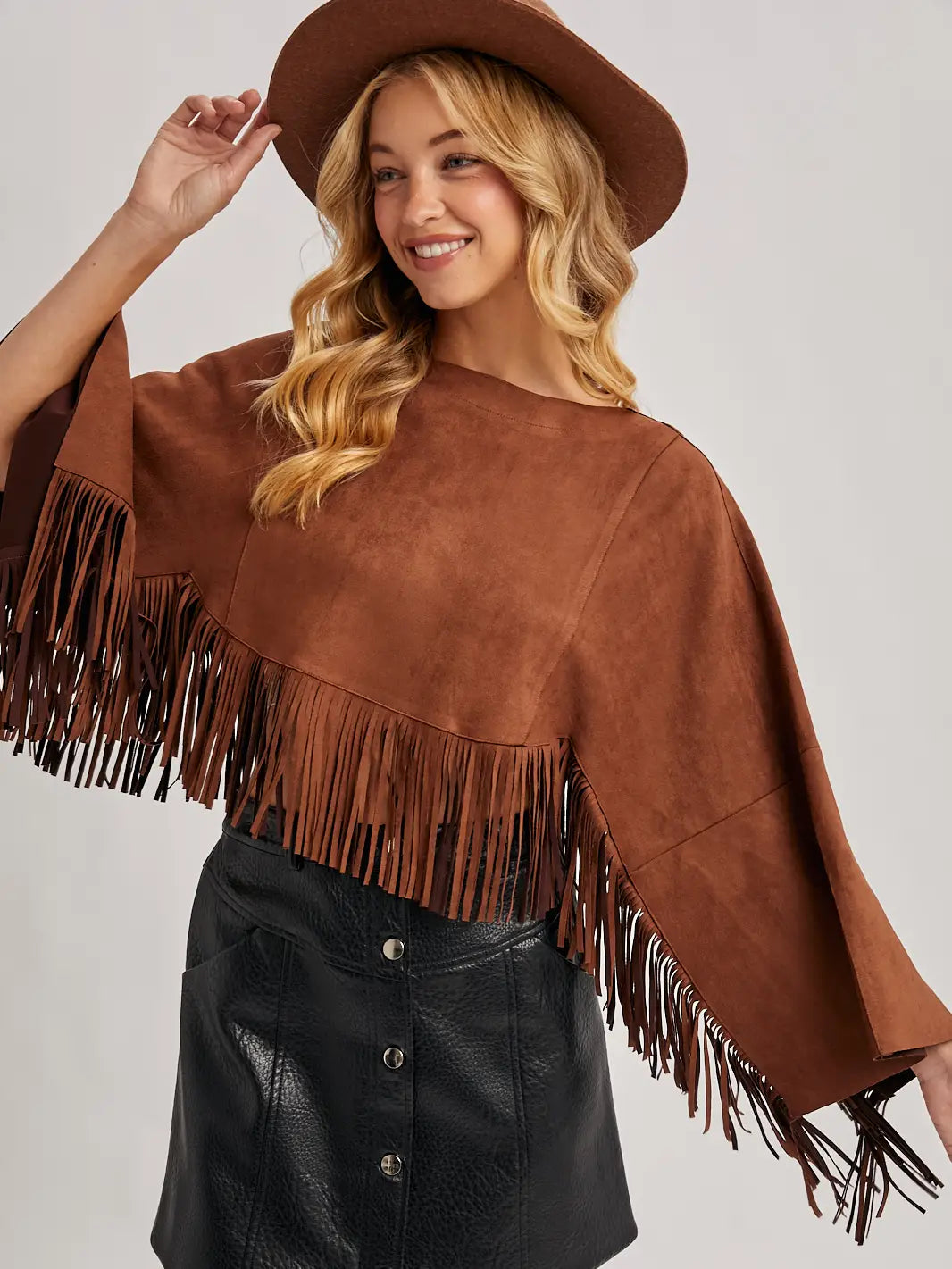Western Bohemian Suede Fringe Cape