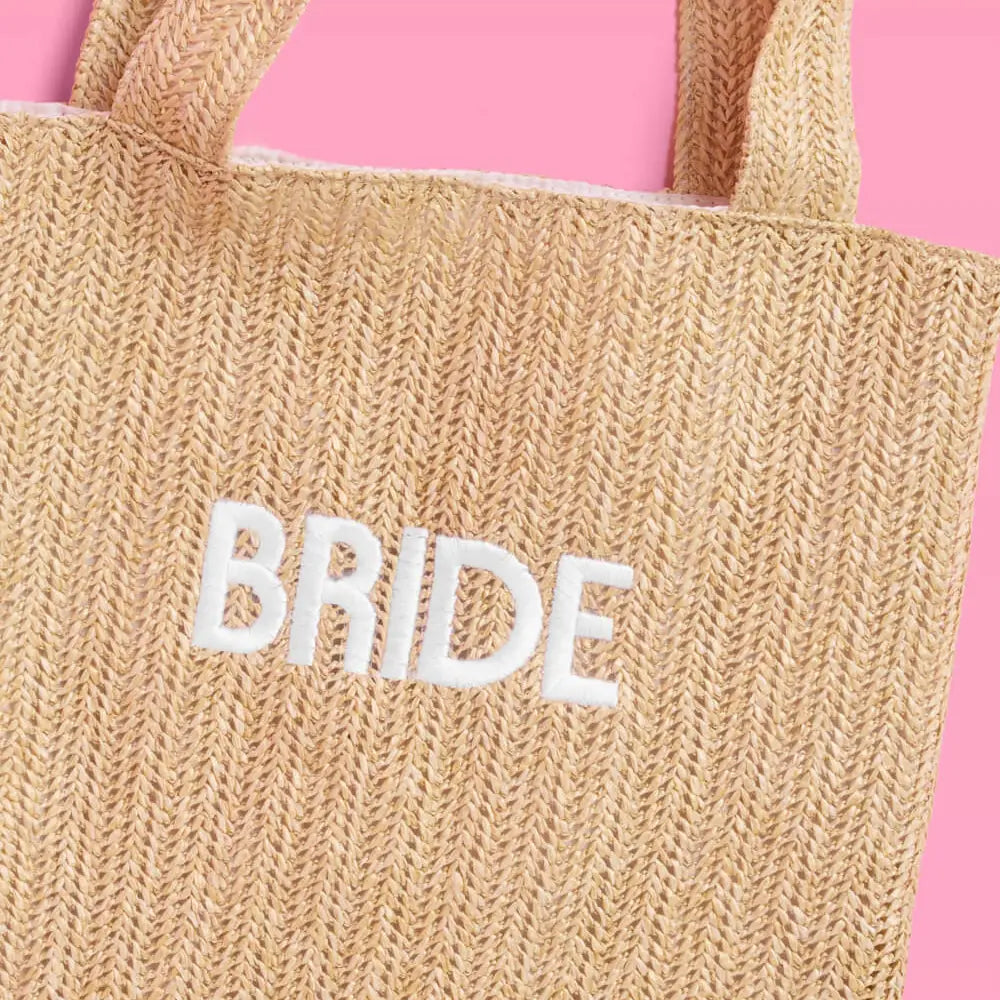 Bride Beach Tote - Embroidered Straw Tote, Bride Gift, Bachelorette