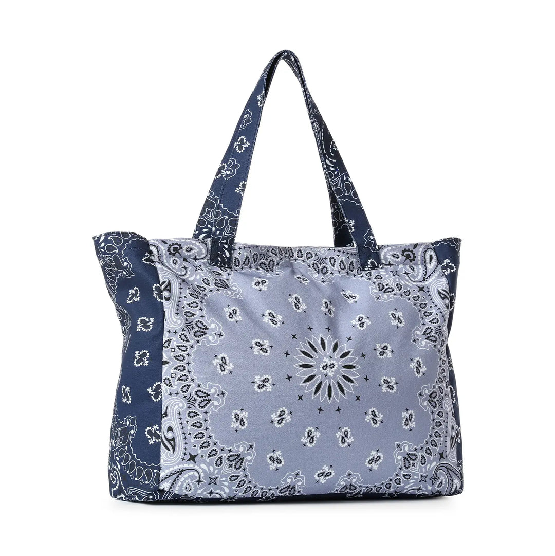 Bandana Print Canvas Tote - Bailey Light Blue/Navy
