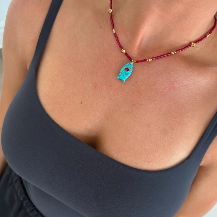 Sloane Necklace - Blue Fish