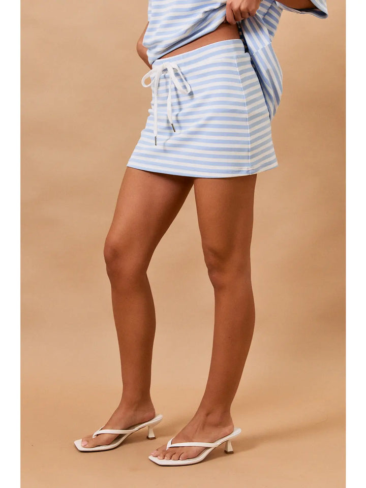 Sky Striped Mid Rise Skort