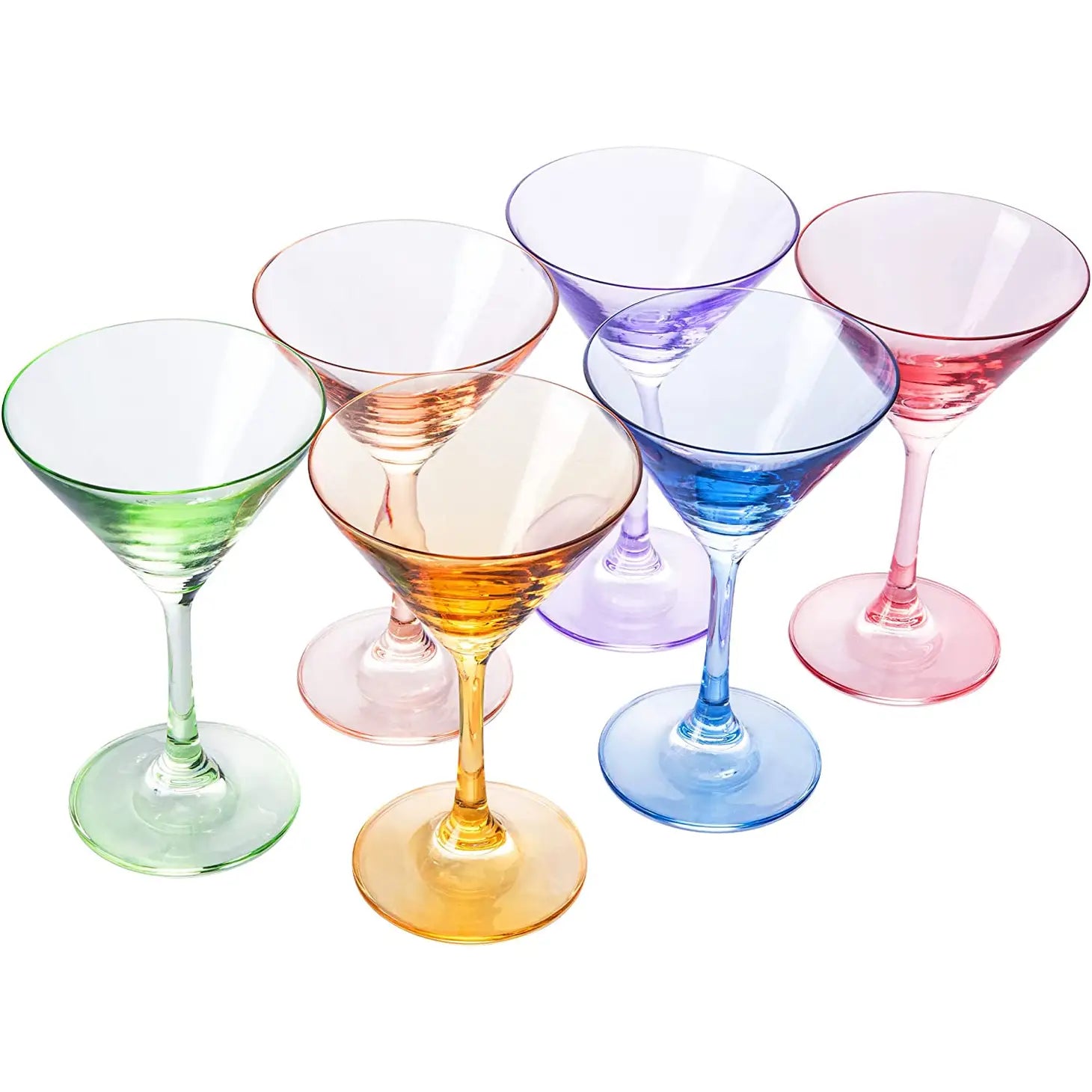 Crystal Colored Martini Glasses - Multiple Colors