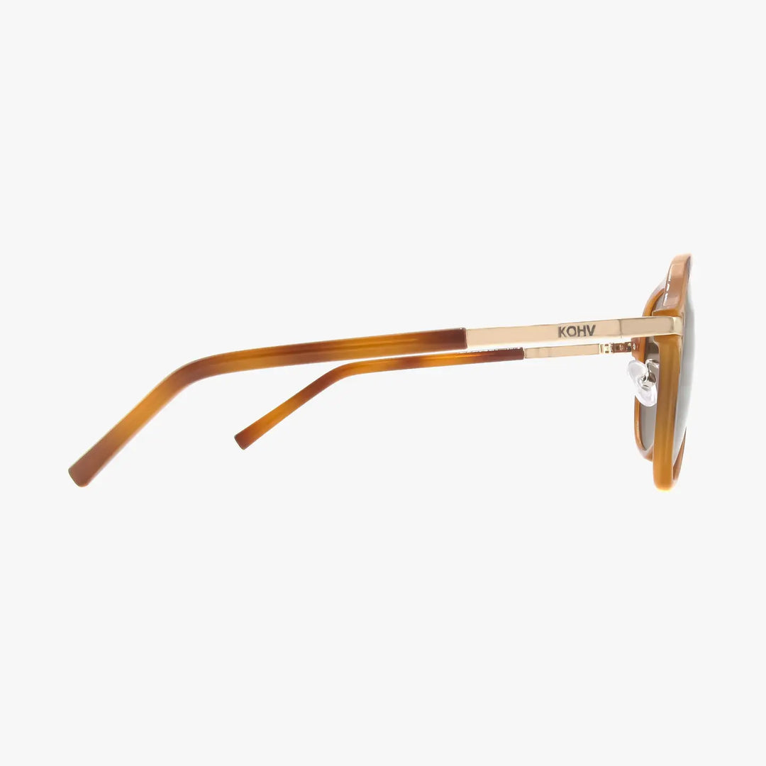 Aura Honey Tortoise Polarized Fashion Aviator Sunglasses