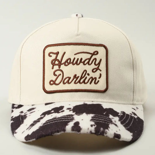 Howdy Darlin Embroidered Patch Animal Print Trucker Hat