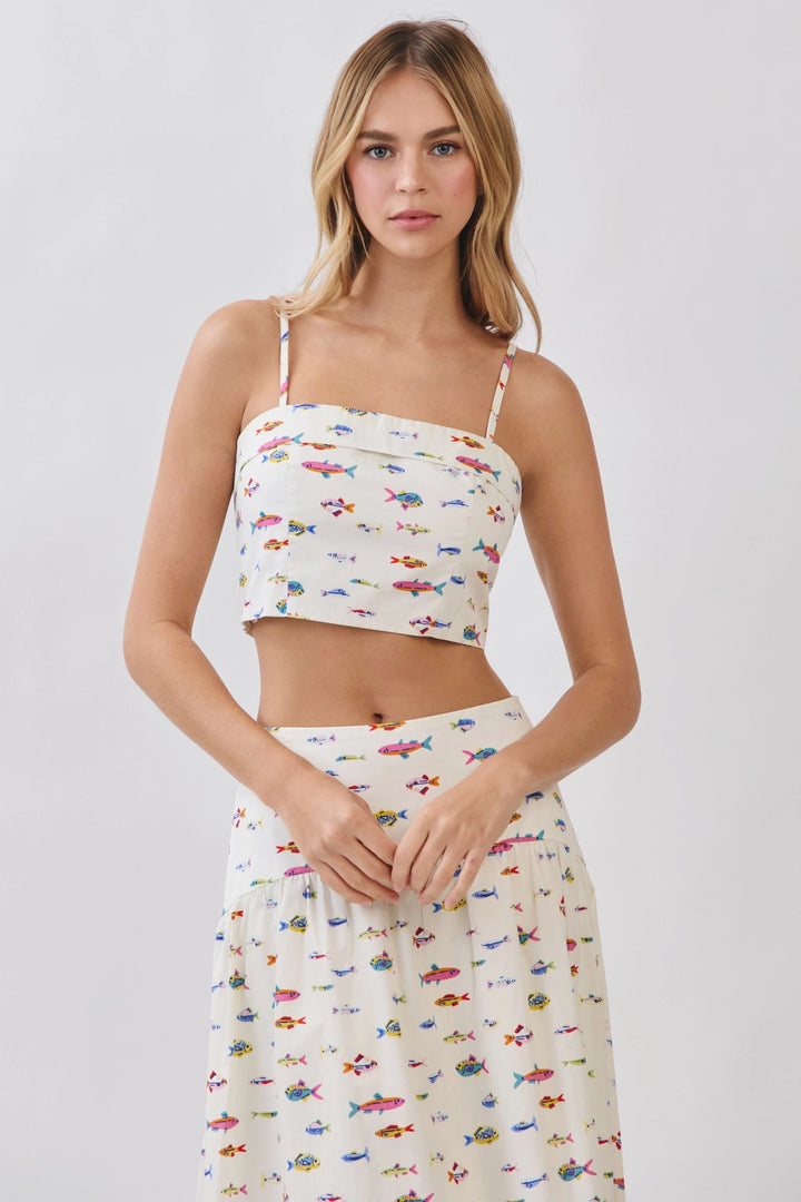 By the Shore Fish Print Cami Top