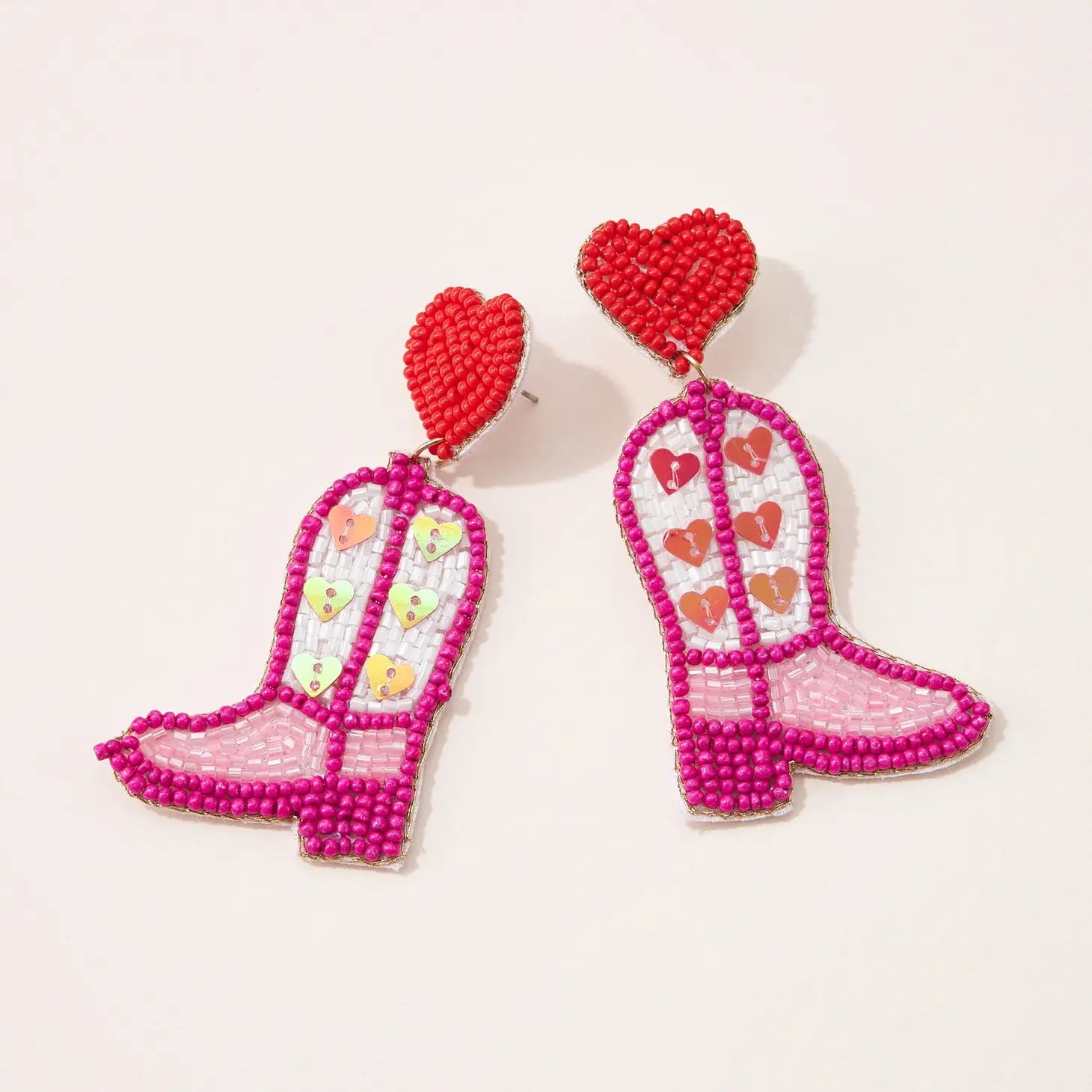 Cowboy Boots & Hearts Post Earrings
