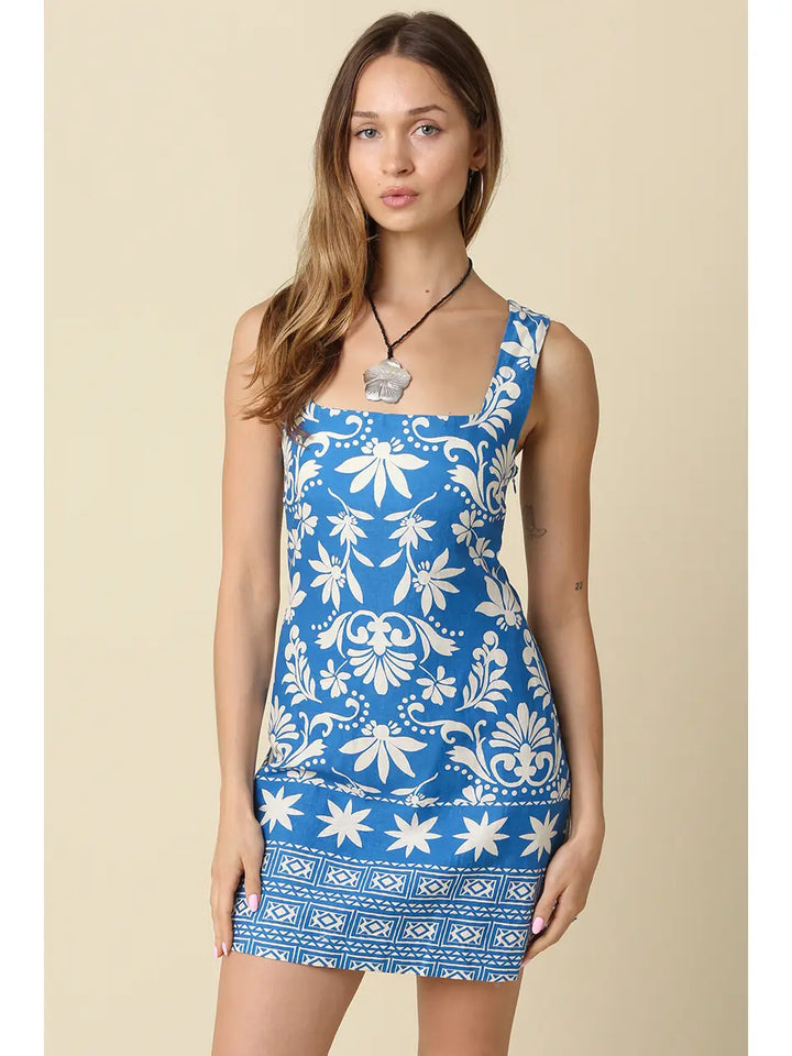Isabella Blue Floral Mini Dress
