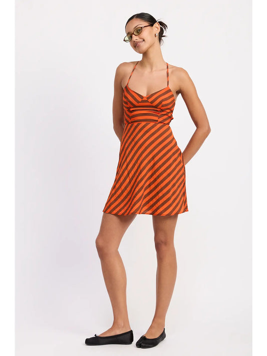 Tahiti Sunset Strappy Back Bias Cut Mini Dress
