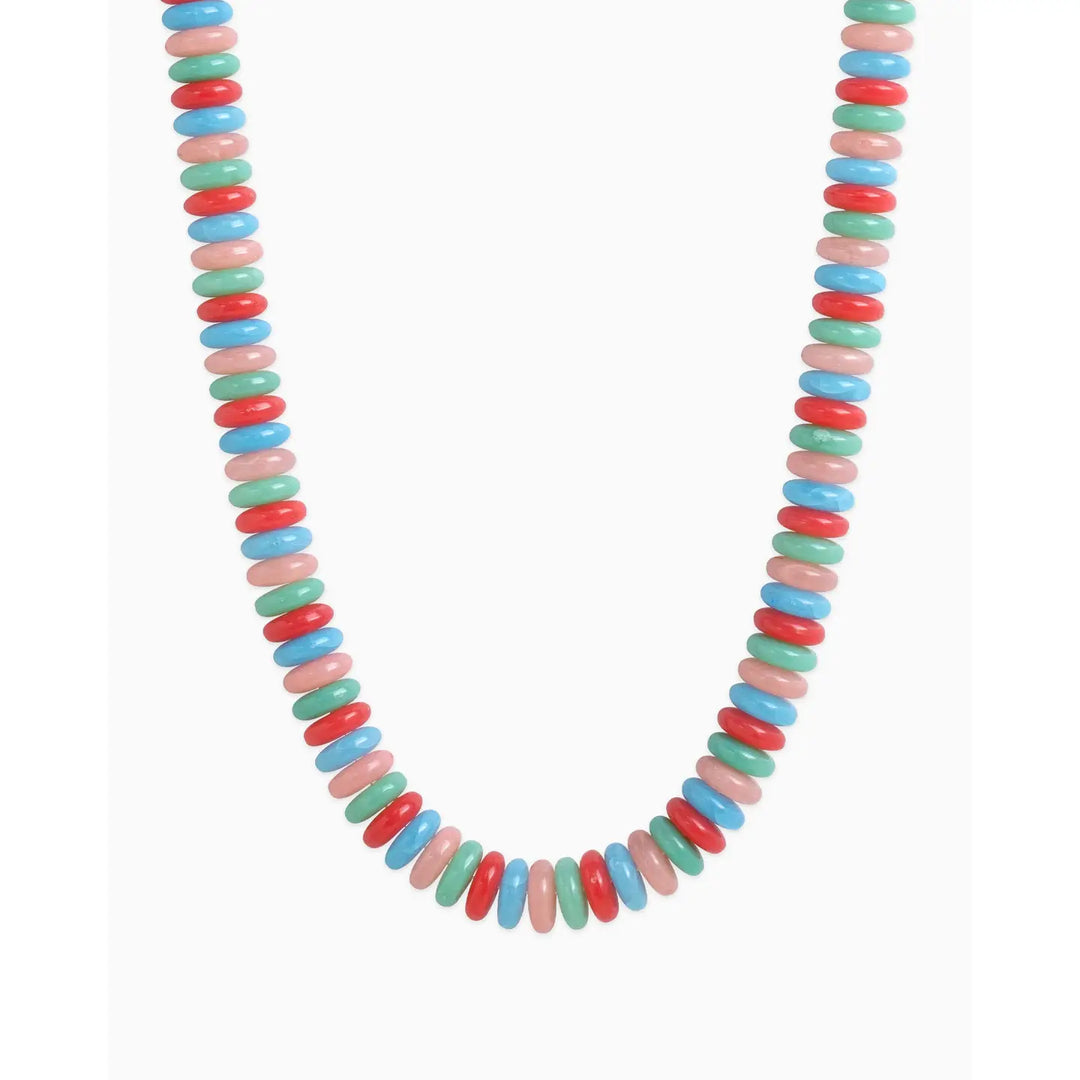 Multi Color Wide Marble Beaded Necklace