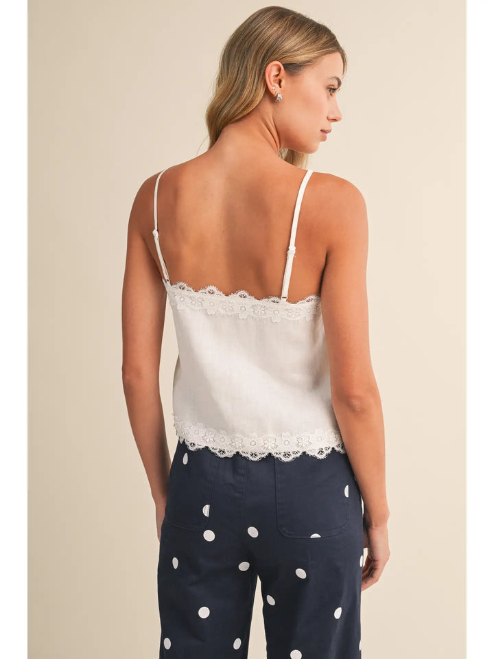 Button Up Front Ramie Sleeveless Top
