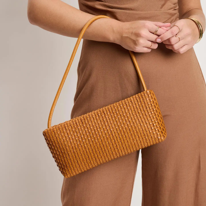Tan Woven Shoulder Bag