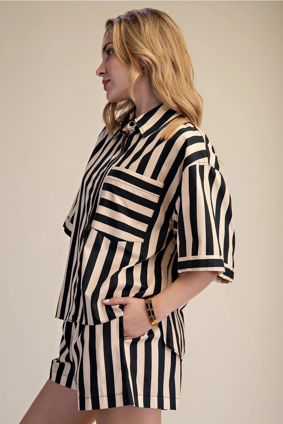 Collar Neck Button Down Shirt