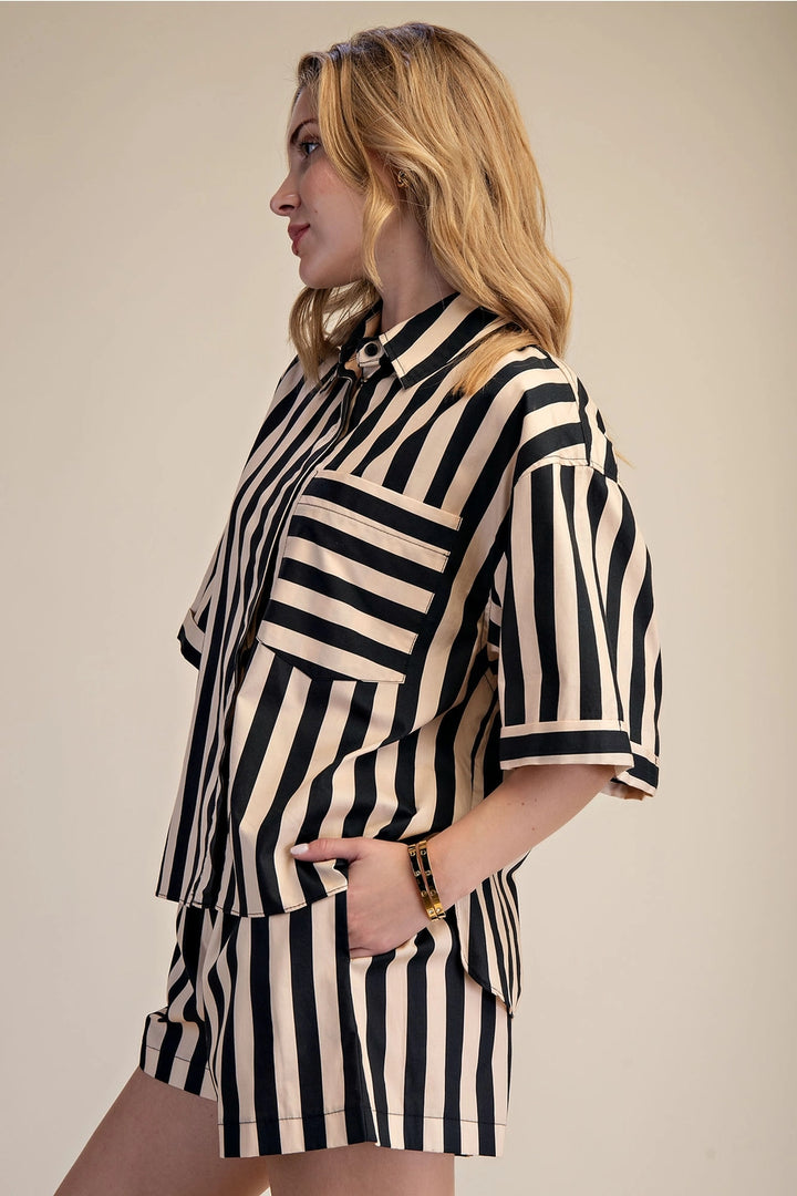 Collar Neck Button Down Shirt