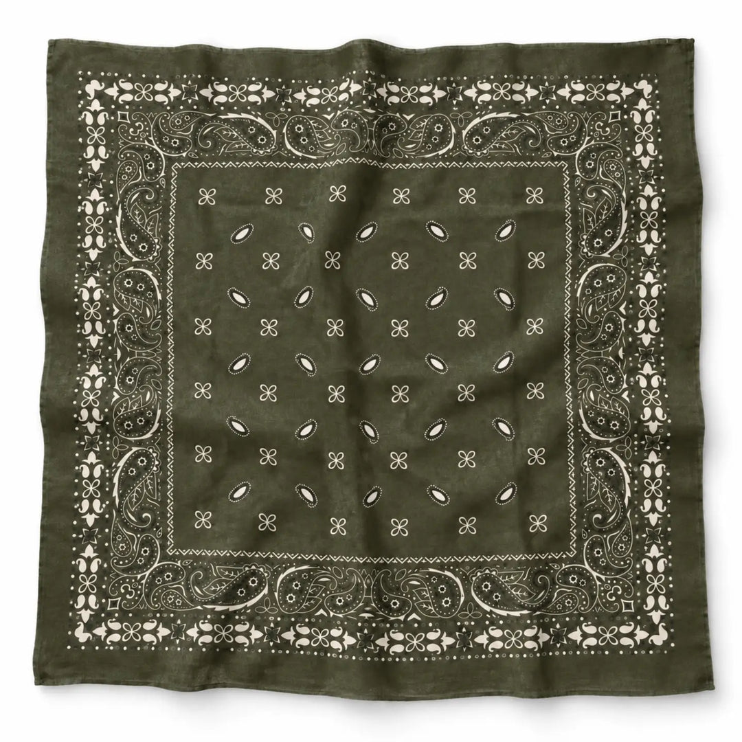 Olive Brushed Bandana Oversized Square Scarf