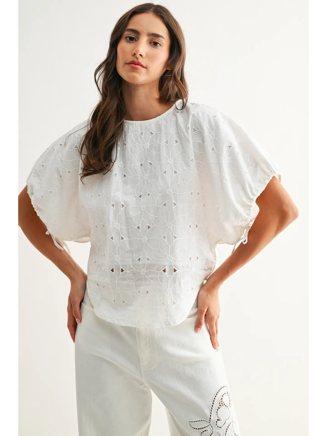 Embroidered White Cotton Blouse