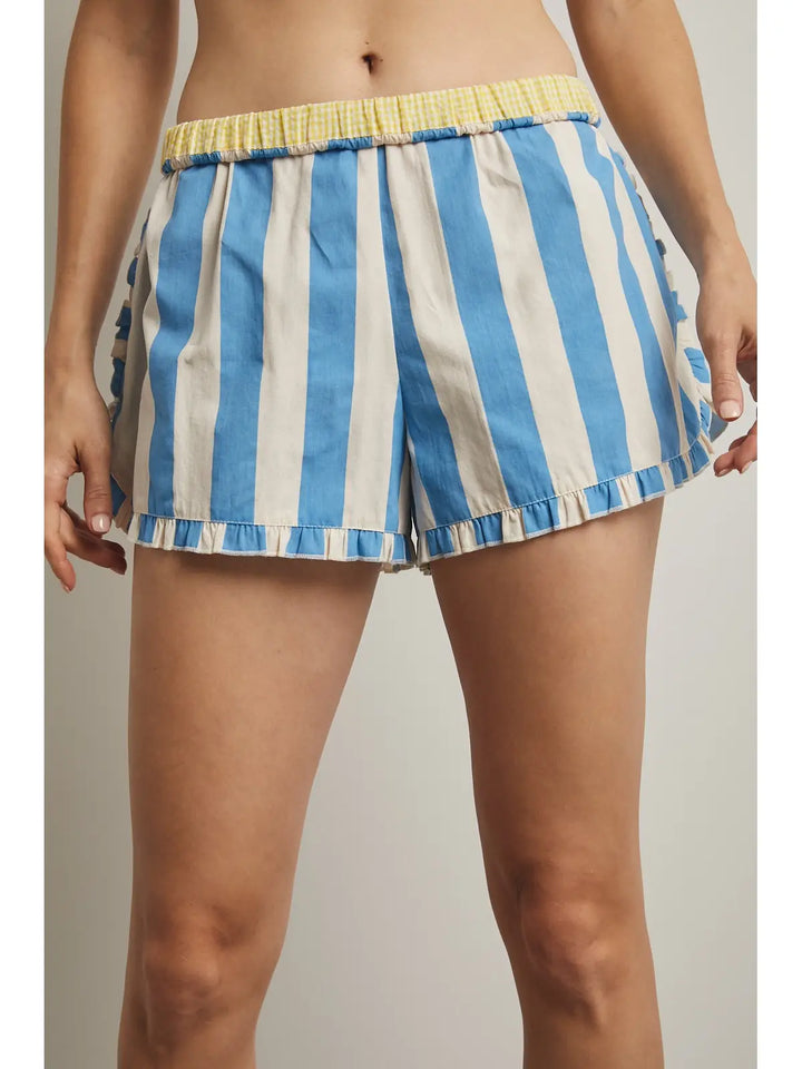 Hidden Contrast Striped Shorts