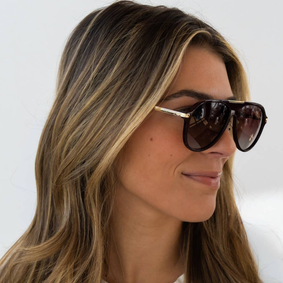 AURA PLUM Polarized Fashion Aviator Sunglasses