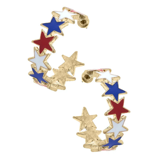Star Spangled Enamel Hoop Earrings in Red, White & Blue | Memorial Day