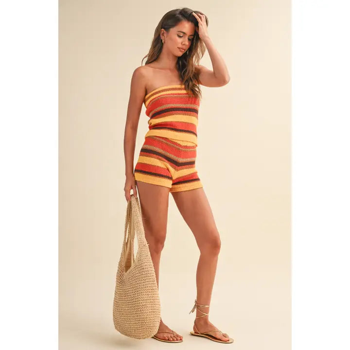 Orange Multi Stripe Tube Top