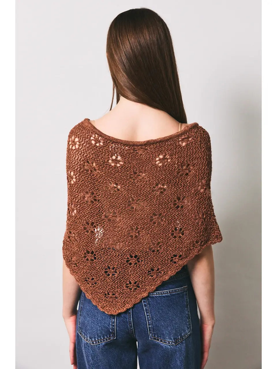 Openwork Detail Sweater Poncho