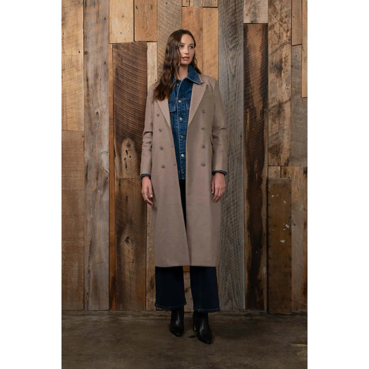 Double Breasted Longline Notched Coat