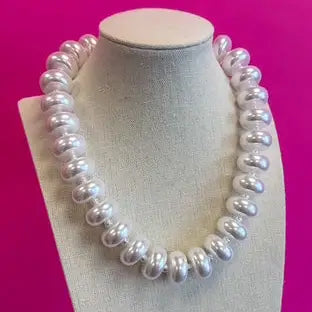 Circle Bauble Ball Necklace - Pearl