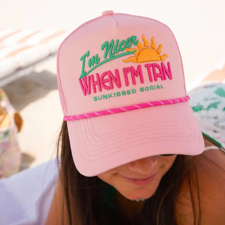 I’M Nicer When I’M Tan - Pink Canvas Trucker