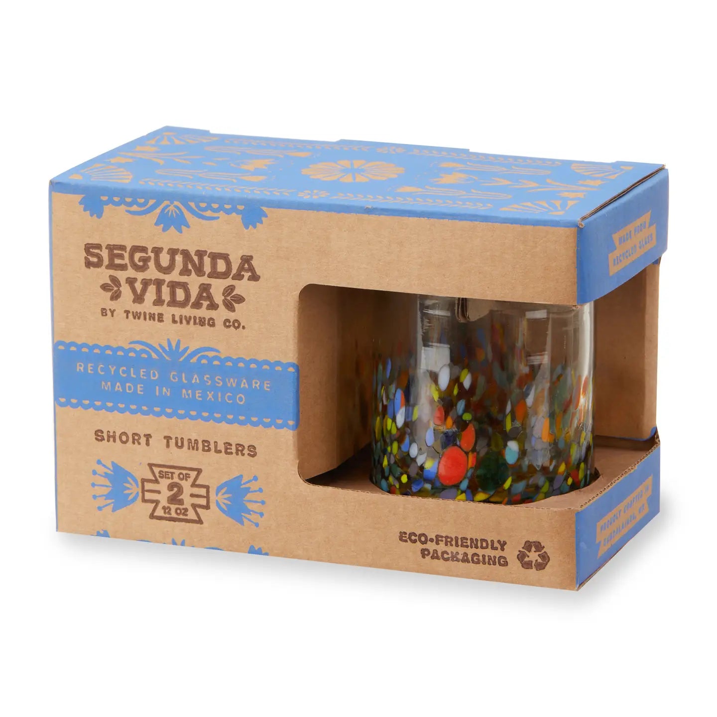 Segunda Vida Artistico Recycled Glass Tumblers Set of 2