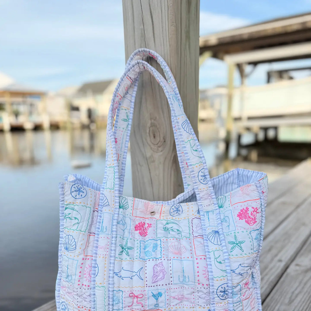 Coastal Chic Quilted Tote Bags