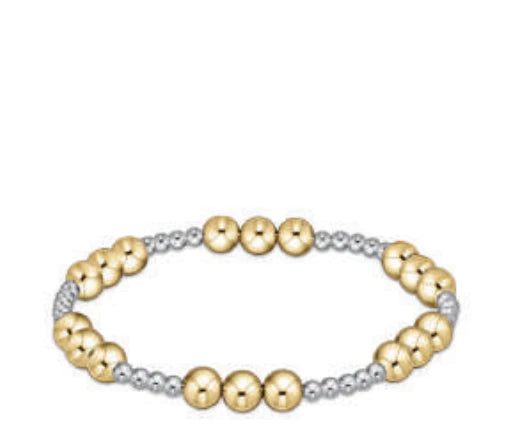 Classic Joy Pattern 6mm Bead Bracelet - Mixed Metal eNewton